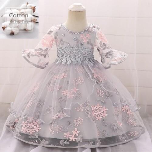 2021 Summer Kids Clothes Baby Girl Dress Long Sleeve 2 1st Birthday Dress For Girl Frock Party Princess Baptism Dress Infant