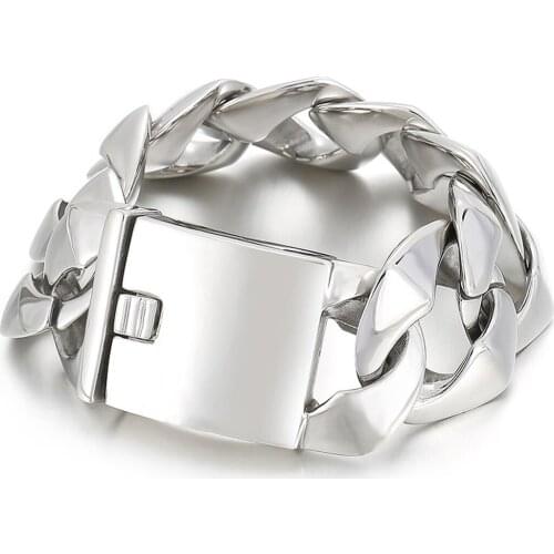 31mm Large Heavy 316L Stainless Steel Curb Cuban Bracelet Bangle Mens Hiphop Punk Chunky Bike Link Chain Bracelet Jewelry