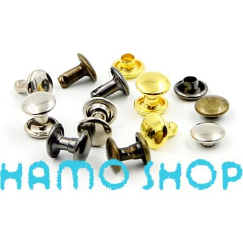50pcs/lot Mix Color 9mmx8mm Metal Double Cap Rivet Tubular Leather Shoes Bag Belt DIY Free Shipping