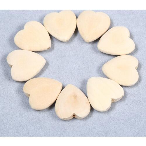 50 wood heart shape beads unfinished diy jewelry decoration 20mm