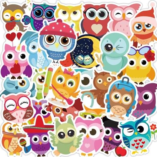 80 Cute Owl Sticker Cartoon Anime Stickers Baby Kids Play on Laptop Skateboard Stationery Box Water Bottle Guitar Pack Decals