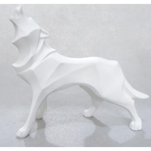 Abstract Totem Wolf Dog Statue Sculpture Geometric Resin Furnishing Home Decoration Accessories Modern Ornament Gifts Crafts