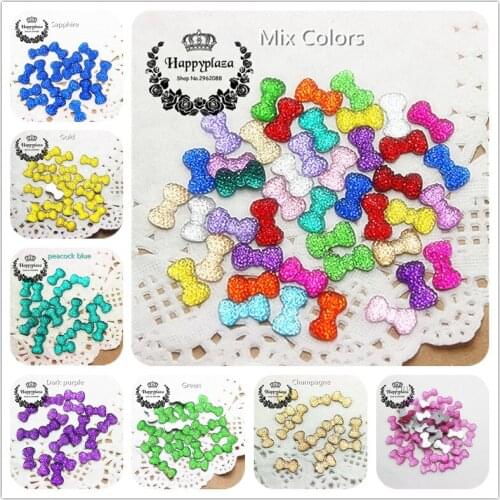 200pcs Mix Colors Bling Resin Rhinestone Small Bow Flatback Cabochon DIY Craft Accessories,12*7mm