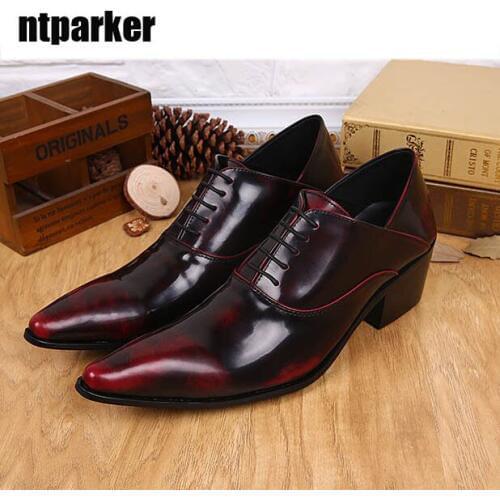 Batzuzhi-Free Ship! Wine Red man dress shoes Classic Formal man office shoes Cool Lace-up Man Leather Shoes Oxford,EU388-46