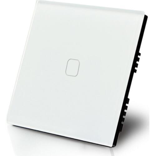 White Fashion home 1 gang 1 way light dimmer switch UK standard dimmer switch 220V tempered glas single live line free shipping