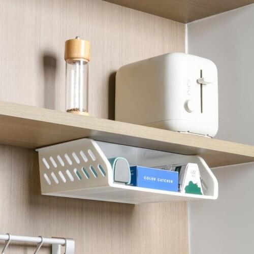 White Hanging Storage Box Pasted Cabinet Table Plastic Hanging Storage Box for Student Convenient Storage Desktop Stationery Box