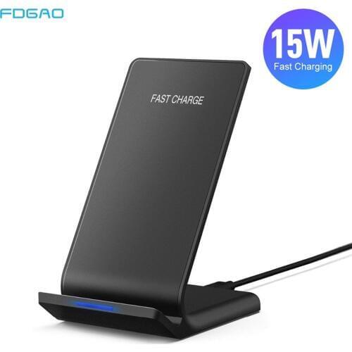FDGAO 15W Qi Wireless Charger Stand For iPhone 12 11 Pro XS MAX XR X 8 Samsung S20 S10 S9 Type C USB Fast Charging Dock Station