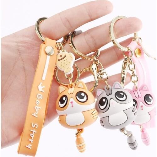 Cute little cat keychain pendant fashion car key chain ring car creative ornaments Charm Car Key Door Key Bag Decoration