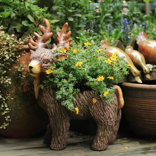 Animal Flowerpot Elk Large Creative Pastoral Personality Gardening Decoration Outdoor Garden Villa Garden Recommended