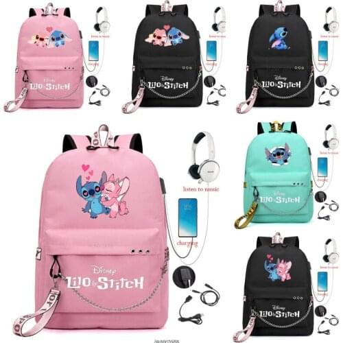 Disney Stitch Backpack Anime Schoolbag Lovely Students Boys Girls School Bags Beautiful Pattern Beautiful Mochila Infantil