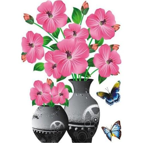 DIY Plant Vase 3D Stereo Stickers Self-Adhesive Wall Refrigerator Decoration Waterproof UD88