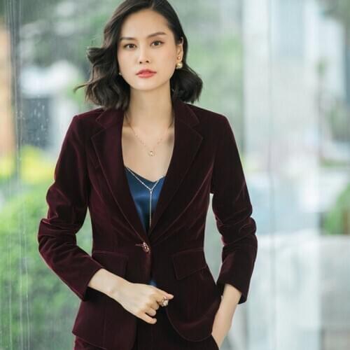 Elegant Business Suits Ladies Female Tailor Set Trouser Suits For Womens Formal Solid Single Button 2 Piece Blazer+Pant OL Style