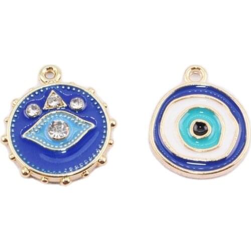 Eruifa 6pcs 15mm Beautiful Eye Epoxy Enemal Coin Zinc Alloy Necklace,Earring Bracelet Jewelry DIY Handmade