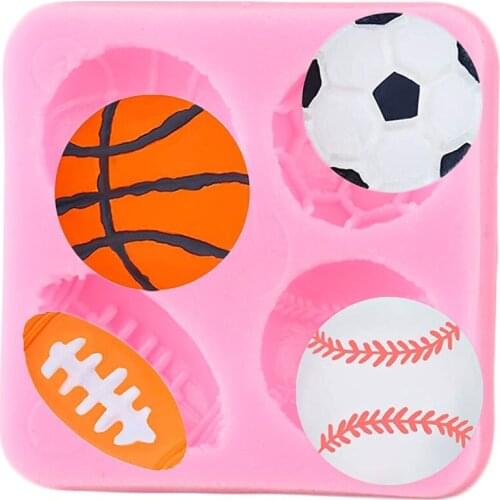 Football Basketball Baseball Silicone Molds DIY Chocolate Cupcake Topper Fondant Cake Decorating Tools Candy Clay Resin Moulds