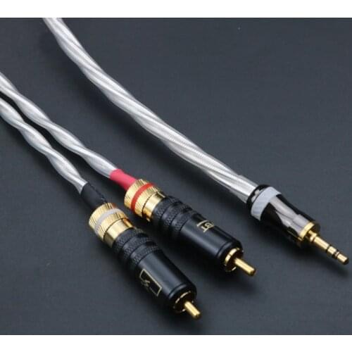 HIFI Nordost silver aux 3.5mm headset plug to 2rca jack Audio signal line Computer and audio connection cable 2rca cables
