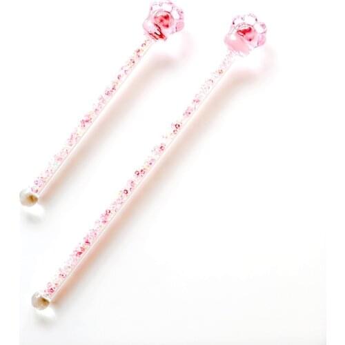 1 Pcs Stirring Spoon Creative Sakura Cats Claw Bar Cocktail Glass Stir With Pink Sequins Coffee Teaspoons Long Stir Stick Home