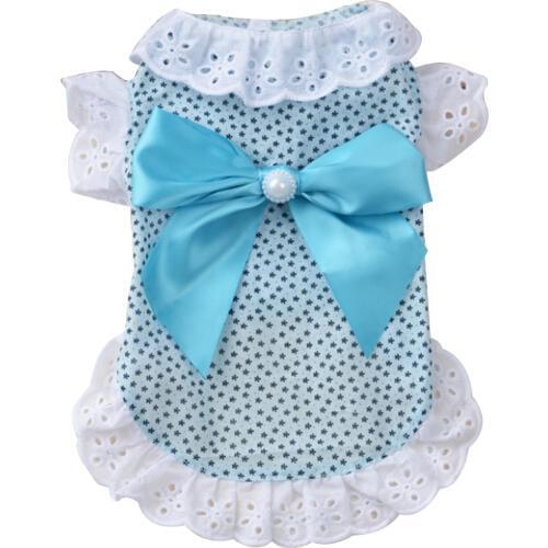 Cute Princess Dog Couple Shirt Thin Dog Skirt Lovely Decorative Bowknot Dog Clothes Pet Apparel Multiple Sizes Can Choose