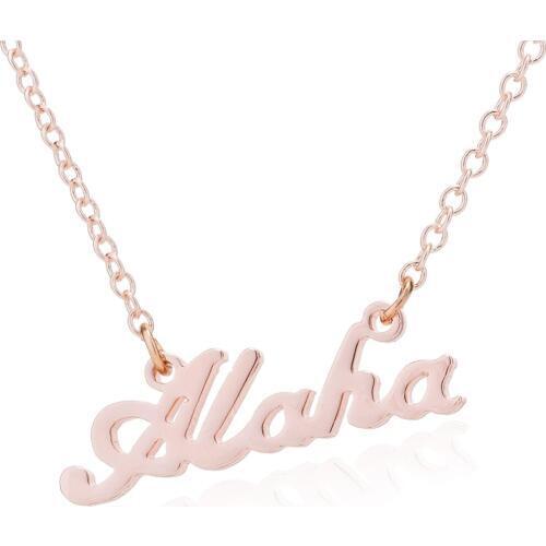 Cute Hawaii Aloha Necklace for Women Girls Origami Beach Chain Necklace Chic Letter Stainless Steel Necklace Jewelry
