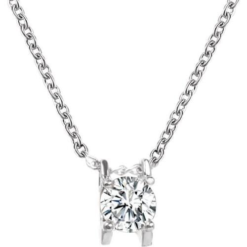 Fashion 2020 Square Rhinestone Crystal Zircon Pendant Necklace Women Metal Chain Necklace Jewelry