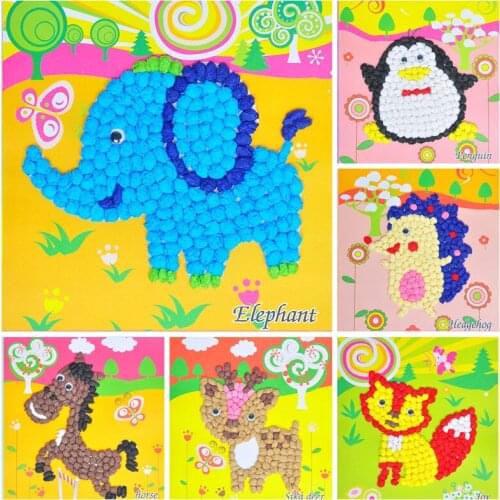 Fashion DIY Paper Rubbing Paintings new DIY Handmade Paper Rubbing Painting Animals Stickers Drawing Children Kids Toys Gift ZLL