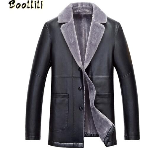 Boollili Mens Leather Jacket Fur Collar Man Coat Waterproof Mens Jackets Thick Winter Jacket Men Warm Coats Abrigo Hombre