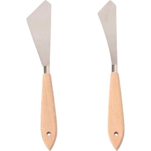 NEW-2 Pcs Painting Knife Spatula Palette Knife Wood Handle and Metal Blade Painting Accessories for Art and Paint