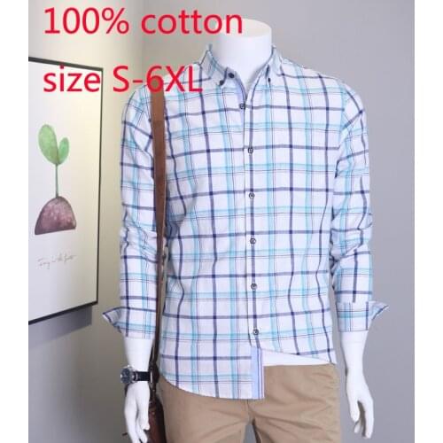 New Arrival Fashion Spring And Summer Plaid Men Long Sleeve 100% Cotton Large Casual Shirts Plus Size S M L XL2XL3XL 4XL 5XL 6XL