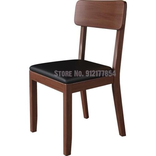 Solid Wood Dining Chair Simple Modern Nordic Leather Leisure Restaurant Back Chair Small Apartment Home Hotel Dining Chair