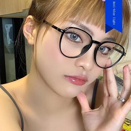 Anti-blue Protection Glasses Round Optical Prescription Computer Glasses Frame Women Anti Blue Transparent Decorative Glasses