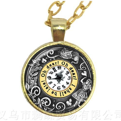 ALICE IN wonderland Necklace Art Jewelry Glass Dome Rabbit Pendant Fashion Jewelry For Friends Fashion Sweater chain Jewelry