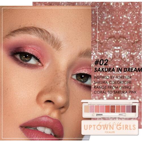 Focallure Blossom Moment Eyeshadow Palette 10 Shades 4 Textrues Matte Glittle Eye Shadow Makeup Set Long Lasting Eye Cosmetic