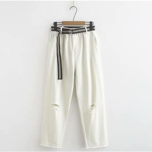 Plus Size XL-4XL Womens Straight Pants with Belt Elastic Waist Solid Simple Ankle Pants