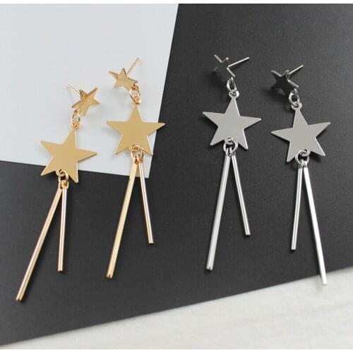 Stars earrings Gold and silver Metal alloys Drop Earring fashion woman girl The Best Gift Seaside vacation Jewellery Accessories