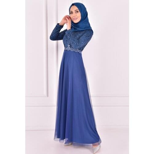 Tül Abiye İndigo ASM2205