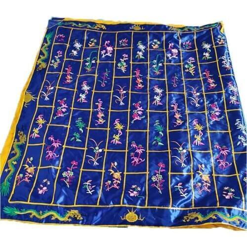 Unisex 4color blue/red/purple embroidery flower buddhist shaolin monk kung fu suits buddha cassock kesa robe zen lay clothing