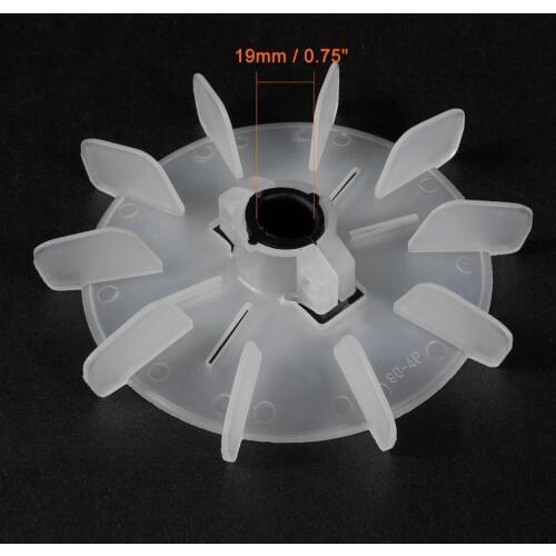Uxcell 1Pcs 158x19mm/129x14mm/105x10mm YT90/YT71/YT63 White Plastic Round Shaft Replacement 10 Impeller Motor Fan Vane