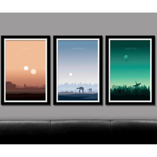 Inspired Prints Sunset Landscape Minimalist Canvas Painting Movie Wall Decor Pictures for Posters Aesthetic Room Decor