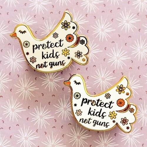 YAOJIE Cartoon Protect Kids Not Guns Floral Peace Pigeon Enamel Brooch Pin Hat Bag Lapel Pins Badges Fashion Jewelry Accessories