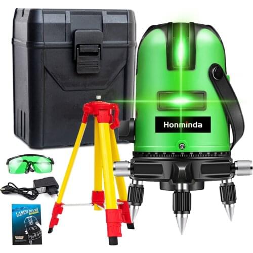 Green 5 Lines 6 Points Laser Level Automatic Self Leveling 360 Vertical&Horizontal Tilt Degrees Rotary LD 635nm Outdoor Mode