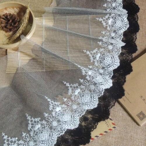 1 Yards 91cm Embroidery Lace Fabric 16cm White Black Guipure Lace Mesh Wedding Lace Ribbon Sewing Trimmings Accessories L70