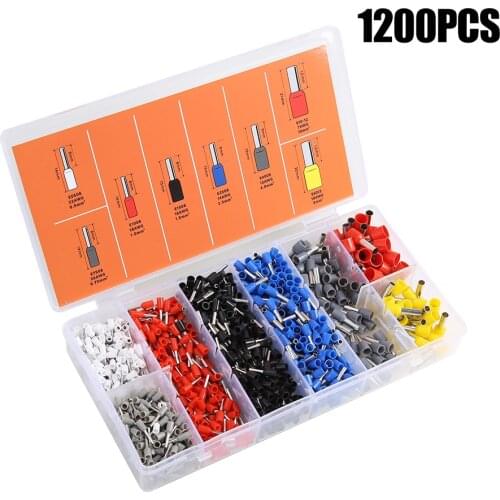 1200Pcs Tubular Terminal Various-styles Box-packed Electrical Tube Ferrule Insulated Wire Connector Crimping Terminals