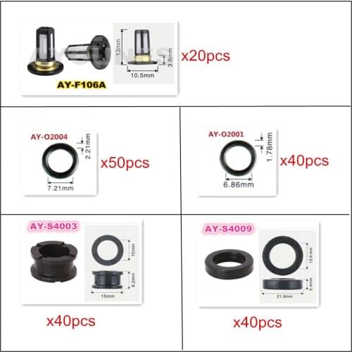 190pieces Fuel Injector Repair Kits Micro Filter Rubber Oring Seals For Honda Car Replacement Parts