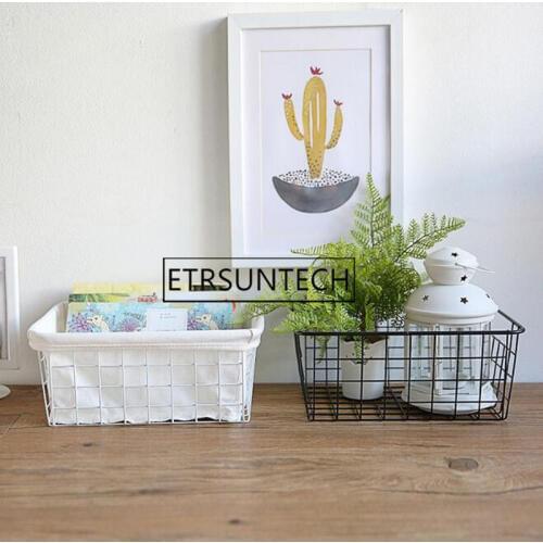 20pcs Iron Art Wire Wrought Storage Basket Household Desktop Metal Organizer Holder Bathroom Kitchen Sundries Container