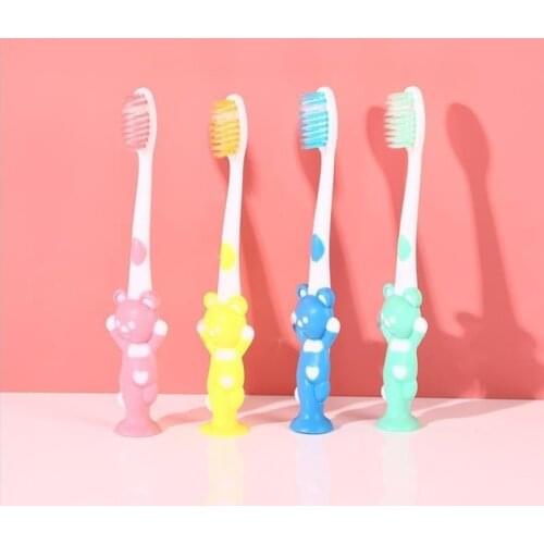 4Pcs/set fashion Cute Cartoon Toothbrush for Children Bamboo Charcoal Short Handle Childrens Toothbrush Baby Teeth Care