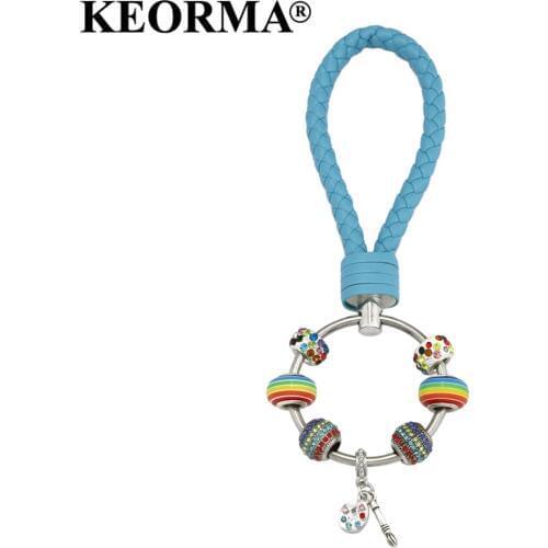 KEORMA Palette&Brush Novelty Metal Keyrings Pendant PU Leather Car Keyring For Women Girl DIY Colorful Car Key Chain YK025