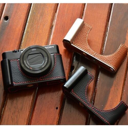 Genuine Cowhide Leather Half Body Case Base Camera bag cover For Sony RX100III RX100IV RX100V RX100V RX100M5 RX100 VII M6 M4 m3