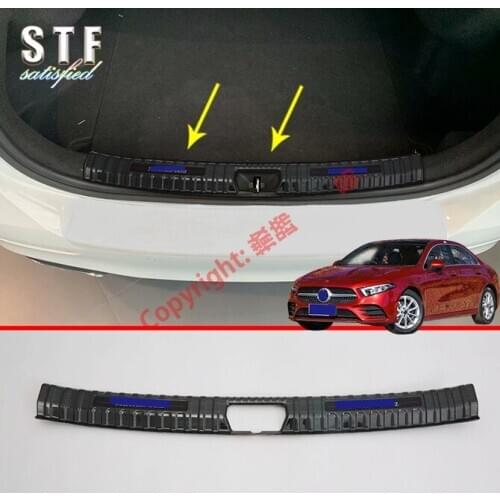 Black Stainless Steel Interior Rear Bumper Protection Trunk Sill Decorative Plate Pedal For Benz A Class W177 2019 2020