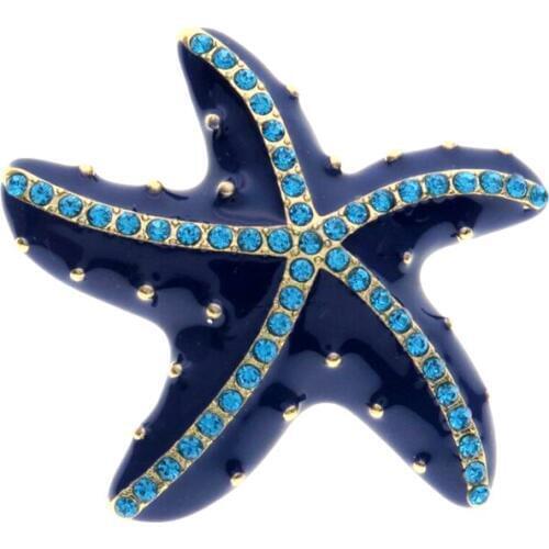 CSxjd Vintage fashion men and women jewelry alloy drop glaze blue starfish brooch brooch coat accessories