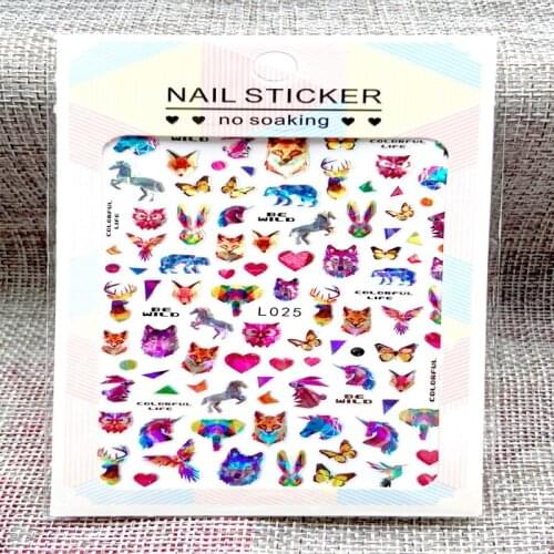 1Pc Colorful Nail Stickers Heart Image Designer 3D Nail Foil Tips Self-Adhesive Holo Quality Nail Art Decals Manicure Decals
