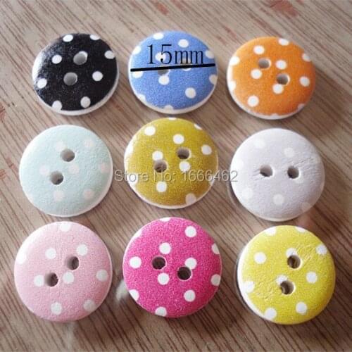 Wood Sewing Button Scrapbooking Dot shape Two Holes 15mm,100PCs 2015 new